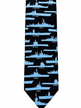 Josh Bach Navy Ships Submarines Silk Tie USS Enterprise Nautilus